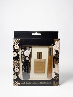 Hand Cream and Perfume Oil Rollerball Set - Vanilla & Amber